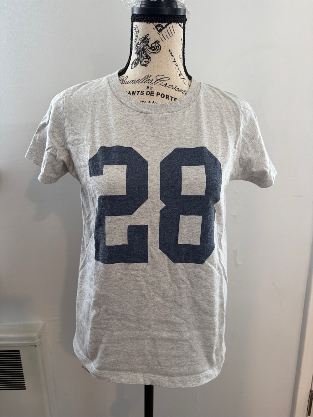 Brandy Melville Grey Tee with Navy '28' Graphic